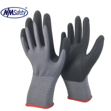 NMSAFETY 13g nylon spandex liner dipped breathable sandy micro-foam nitrile UT work gloves